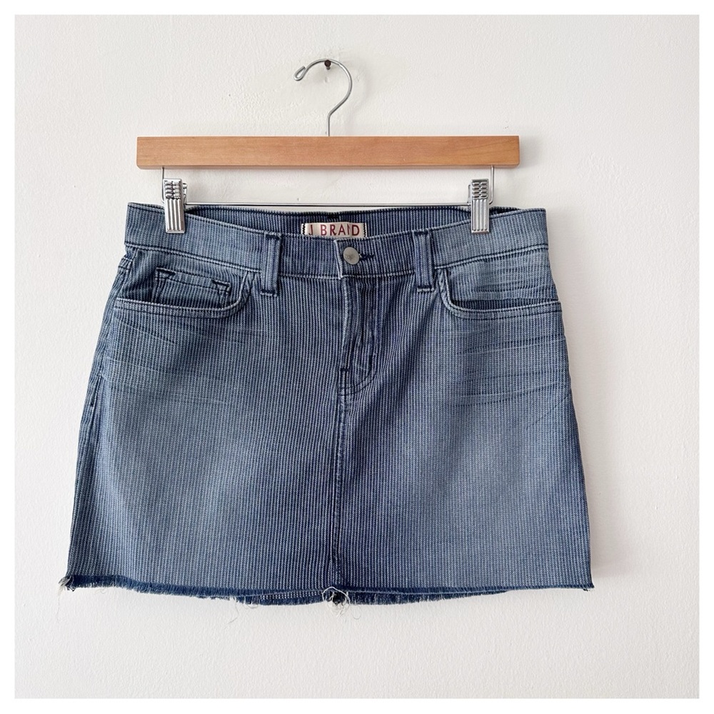 J Brand stretch denim miniā skirt pinstripe blue/white size 29